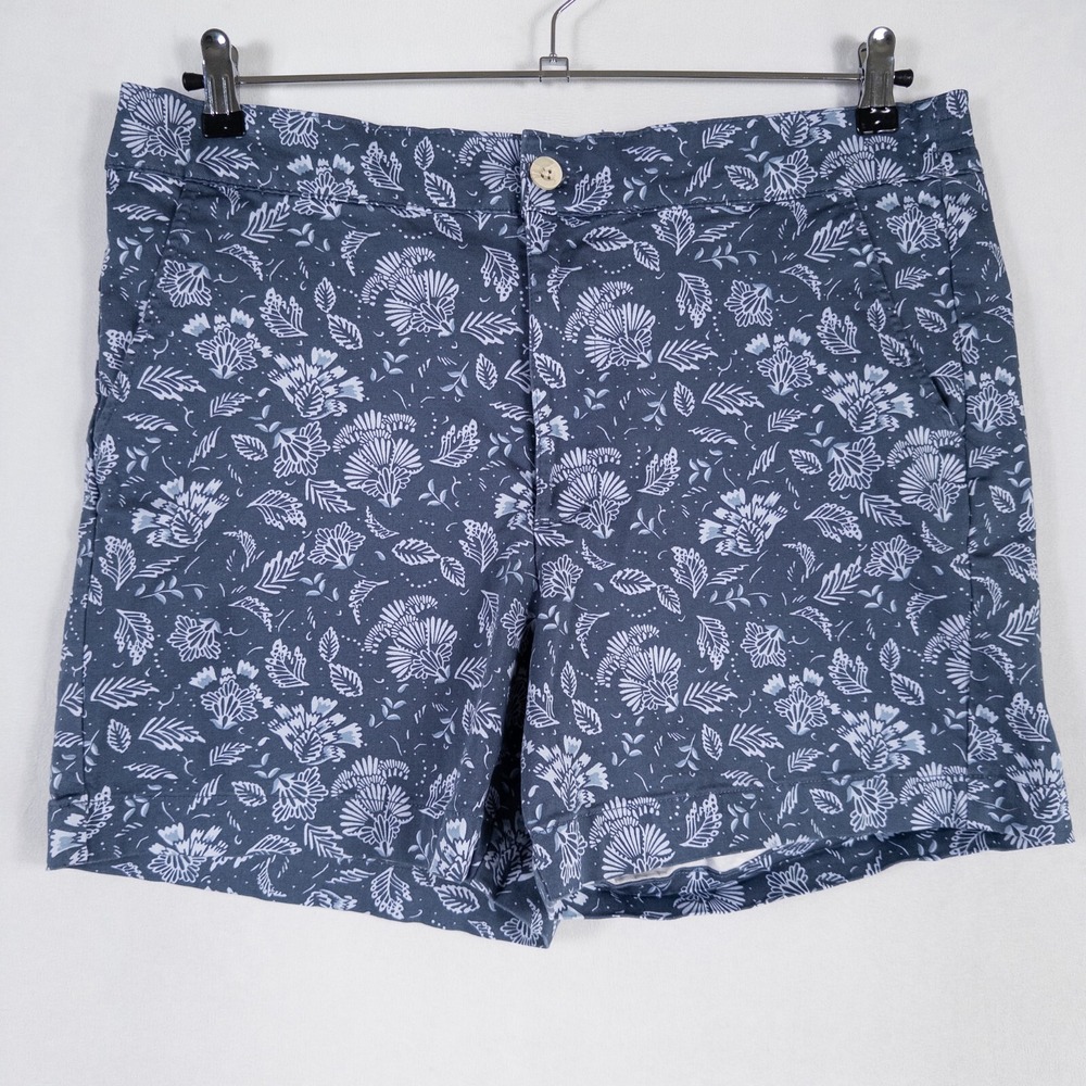Jachs Girlfriend Shorts Womens XL Blue Floral Cotton Blend Stretch Chino Summer